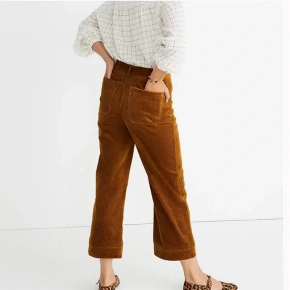 Madewell Cropped Wide-Leg Corduroy Pants in Camel - Picture 2 of 7